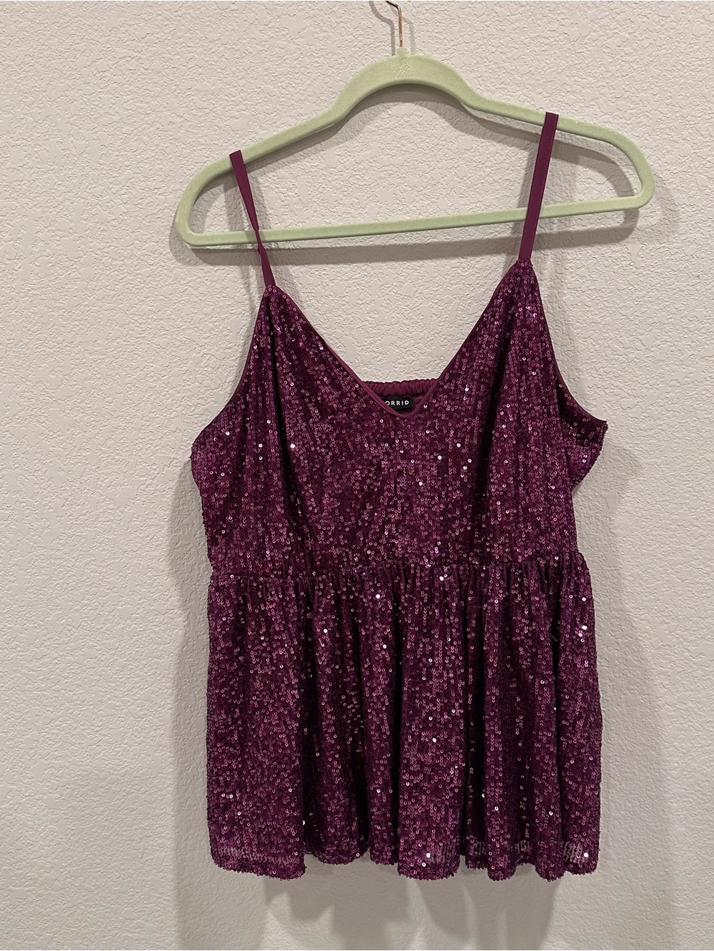 Womens Torrid Peplum Sequin V-Neck Tank  Plum Size Torrid 0 (12/14/Large) Used